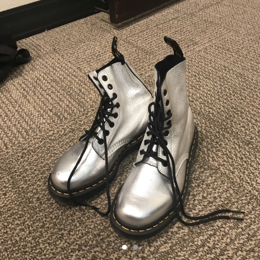 Dr Martens silver metallic boot